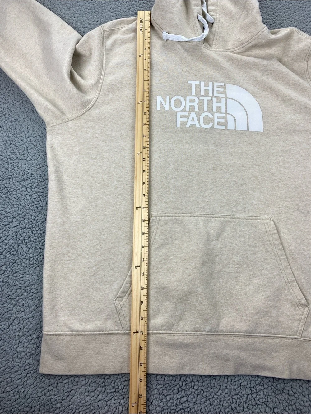 The North Face Hoodie Men's Oatmeal Half Dome Logo Pullover Sweatshirt  Size: XL